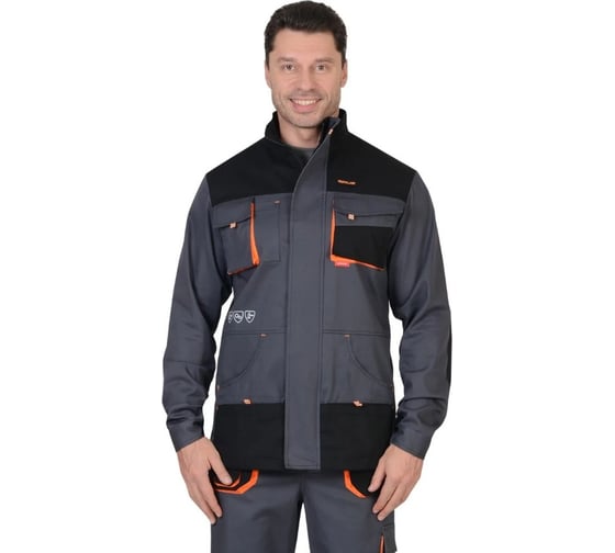 Куртка СИРИУС МАНХЕТТЕН-Р длинная темно-серая с оранжевым и черным р. 96-100/170-176 101455-р 1