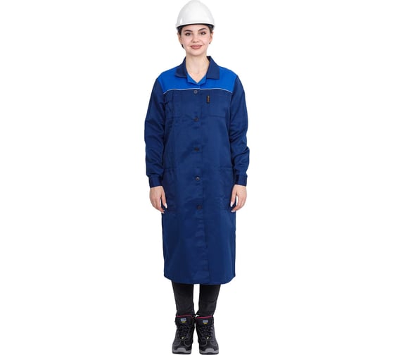 Халат ГК Спецобъединение СТАНДАРТ летний, т/синий-василек, женский (120-124, 194-200), шт, Хал 013/120/194 1