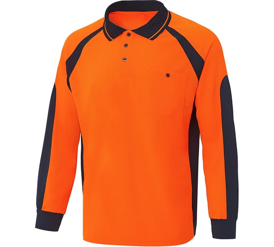 Тенниска-поло СОЮЗСПЕЦОДЕЖДА КОТПРОФИ (KOTPROFI) 03 оранжевая/т.синяя, рукав длинный, 3XL (56) 2000000243269 1