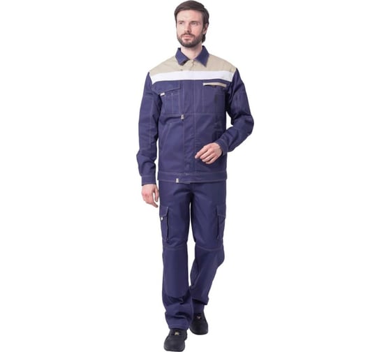 Костюм ГК Спецобъединение ДОКЕР летний т/синий-бежевый (Куртка+полукомбинезон) (104-108, 158-164), компл, Кос 572/104/158 1