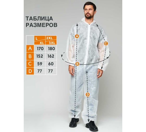 Комбинезон одноразовый Harden 5 шт. в упаковке, защитный Каспер 60 плотность размер 56-62 рост 180-198, ТД ЭЛЕМЕНТ 772400008 1