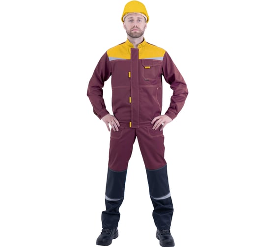 Костюм ГК Спецобъединение КМ-10 ЛЮКС летний, бордовый-желтый-черный (Куртка+полукомбинезон) (144-148, 194-200), компл, Кос 032/144/194 1