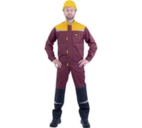 Костюм ГК Спецобъединение КМ-10 ЛЮКС летний, бордовый-желтый-черный (Куртка+полукомбинезон) (144-148, 182-188), компл, Кос 032/144/182