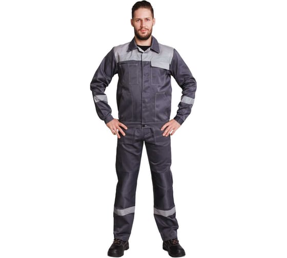 Костюм летний мужской Fantom Forceй Легионер NEW-2 КОС 804 темно-серый со светло-серой отделкой, куртка+полукомбинезон т.серый/св.серый, 96-100, 158-164 TOS-1-08-GR-1-96 1