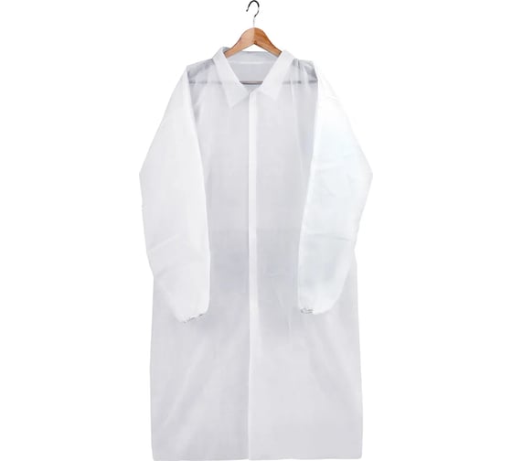 Халат одноразовый белый AVIORA на липучке, р.52-56 (XXL), 25 г/м2, 10 шт 402-967