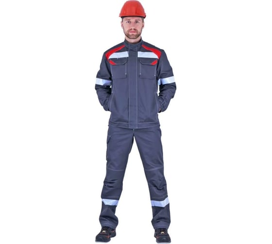 Костюм ГК Спецобъединение СТАРАТЕЛЬ летний, серый-красный (Куртка+брюки) (120-124, 158-164), компл, Кос 555/120/158