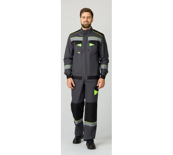 Костюм ФАКЕЛ 87475969 Ховард-1 (тк.Смесовая,240) брюки, т.серый/черный/лимонный 87475969.013