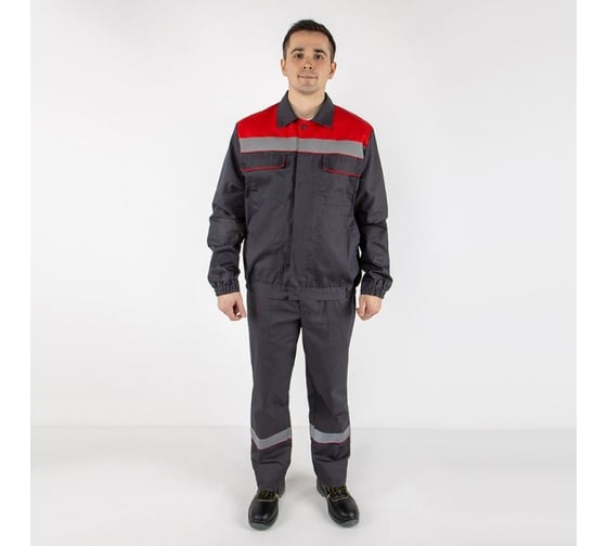 Костюм MILL ПРОФИ серый/красный куртка, брюки 64-66/170-176 4660319476192