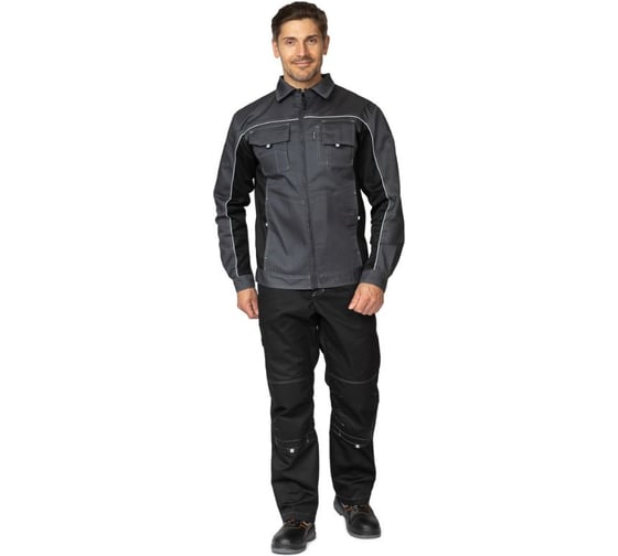 Куртка мужская Прабо Люкс, серый/чёрный/чёрный 88-92/182-188 (44/5) 24370