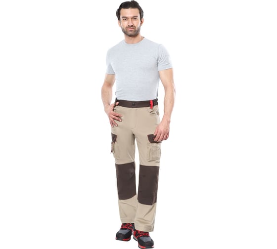 Брюки СИРИУС ДЖЕТ Браун-Р песочные с темно-коричневым, размер 120-124, рост170-176 142006-р