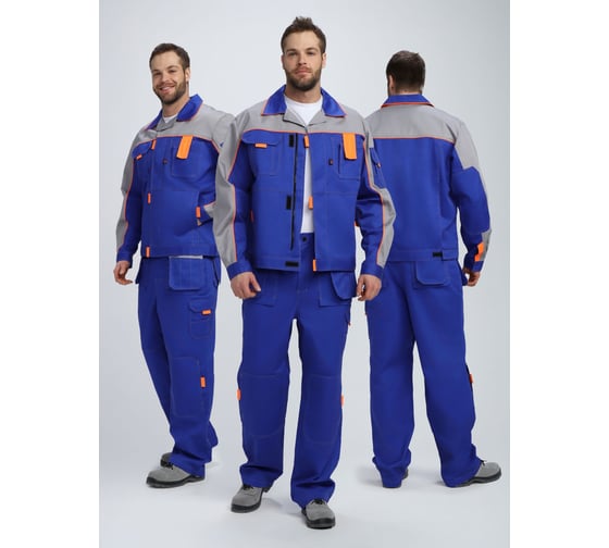 Костюм Факел 87490701 Драга-1 (тк.Смесовая МВО,240) брюки, васильковый/св.серый/оранжевый 87490701.013