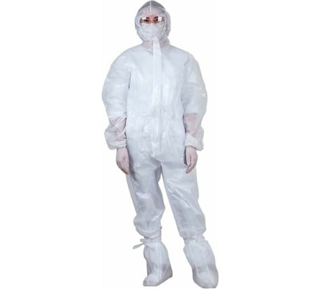 Защитный комбинезон ООО Мердигер полипропилен, полиэтилен, 80 г на молнии, р. 52-54 6072