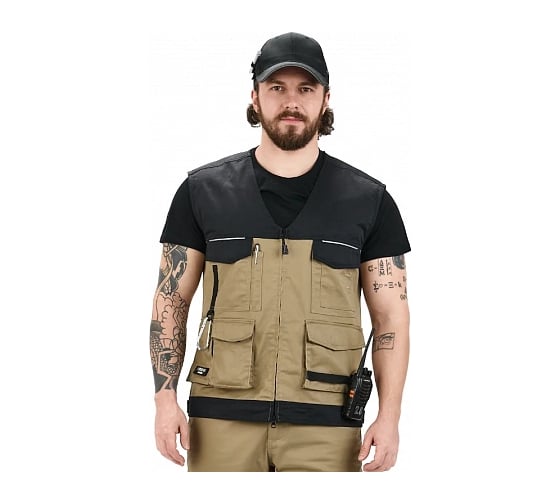 Жилет рабочий FORMA WorkLine WR10, мокко-черный, размер M, WR0102