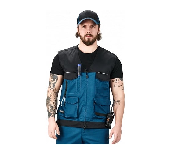Жилет рабочий FORMA WorkLine WR09, синий-черный, размер XL, WR096