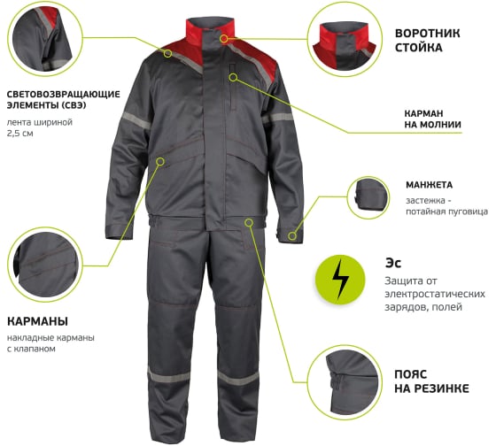 Костюм Prosafe Гидра-2 182-188 (56-58) серый (куртка с полукомбинезоном) 4660272914168
