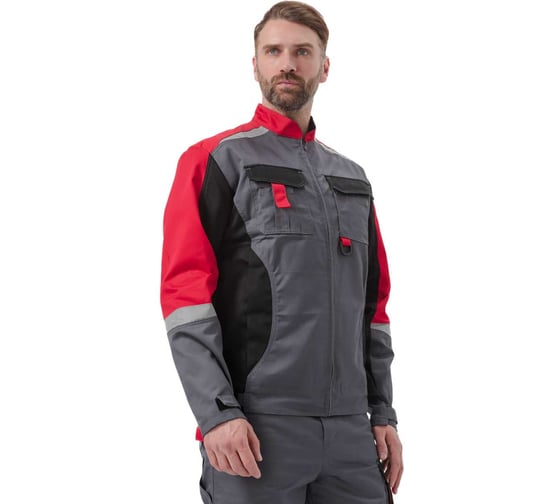 Костюм URSUS МЕГА куртка/брюки КОС887-Т.СЕРЫЙ/ЧЕРНЫЙ/КРАСНЫЙ/48-50, 182-188