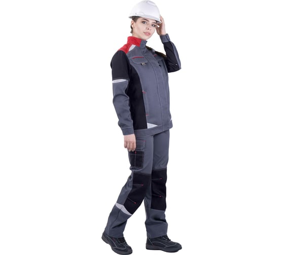 Летняя женская куртка iForm ТУРБО SAFETY серый/чёрный/красный Кур 694/80/170