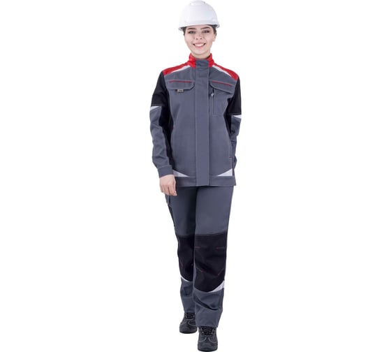Летняя женская куртка iForm ТУРБО SAFETY серый/чёрный/красный Кур 694/120/158