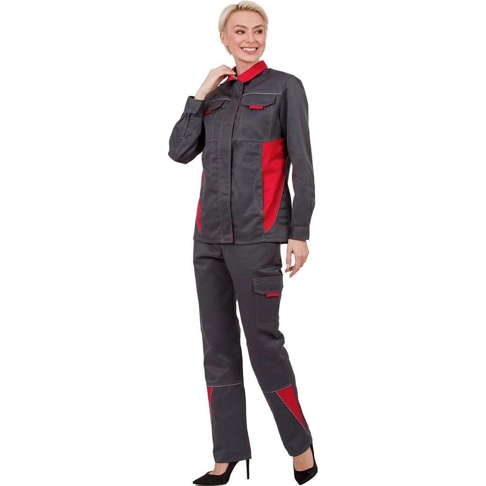 Женский костюм Эксперт Спецодежда Страйк, серый/красный, р. 48-50, рост ...