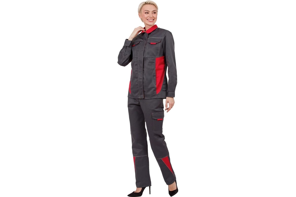 Женский костюм Эксперт Спецодежда Страйк, серый/красный, р. 48-50, рост ...