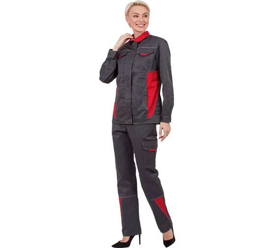Женский костюм Эксперт Спецодежда Страйк, серый/красный, р. 64-66, рост 170-176 6446000061056 1