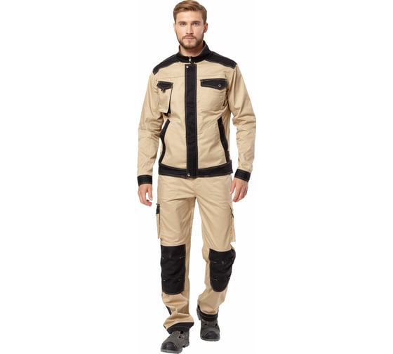 Куртка Эксперт Спецодежда Велар бежевый/черный, р.56-58, рост 170-176 6446000066730 1