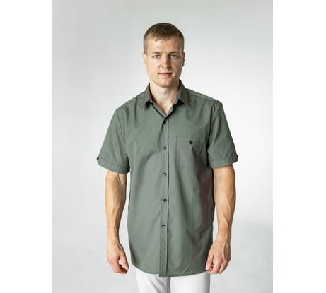 Мужская рубашка с коротким рукавом Текстиль М Меркури, хаки SH_KHAKIM/40