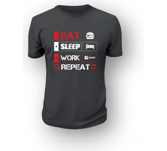 Футболка EKF EAT, SLEEP, WORK размер XL, черная 78970