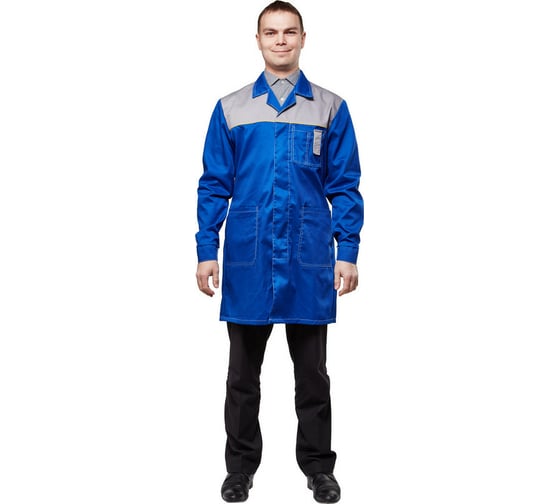 Мужской рабочий халат ООО Комус у19-ХЛ васильковый/серый, р. 56-58, рост 182-188 834570 1