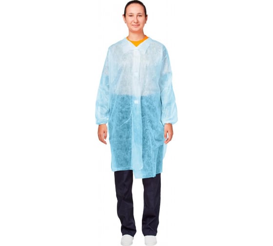 Халат на липучках ООО Комус р. XXXL, голубой, 10 шт 1477237