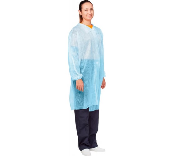 Халат на липучках ООО Комус р. XXXL, голубой, 10 шт 1477237