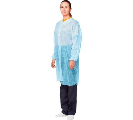 Халат на липучках ООО Комус р. XXXL, голубой, 10 шт 1477237
