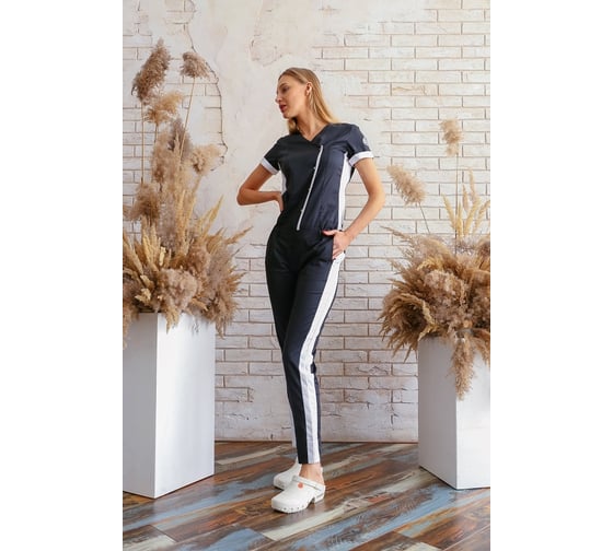 Комбинезон ДОКТОР СТИЛЬ Хельга NEW, черный/белый Брю 3404.17/88 S/M