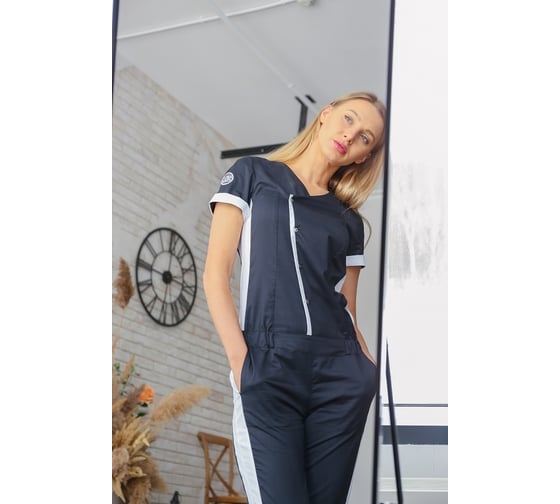 Комбинезон ДОКТОР СТИЛЬ Хельга NEW, черный/белый Брю 3404.17/88 S/M