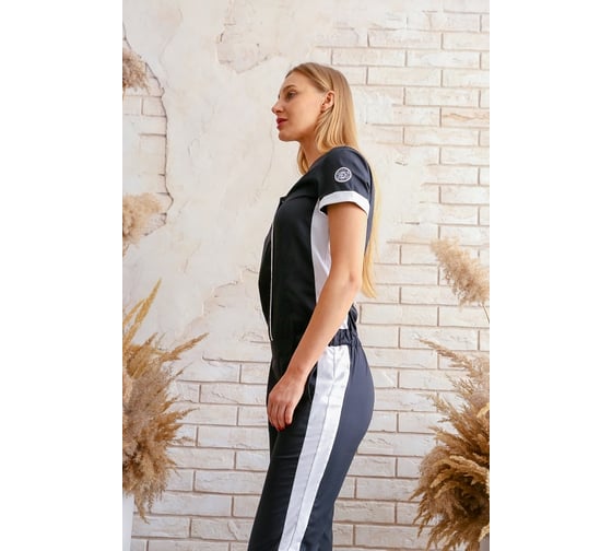 Комбинезон ДОКТОР СТИЛЬ Хельга NEW, черный/белый Брю 3404.17/108, XXL