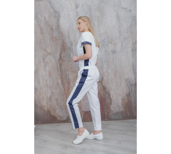 Комбинезон ДОКТОР СТИЛЬ Хельга NEW, белый/темно-синий Брю 3404.29/ 100, L
