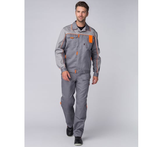 Костюм ФАКЕЛ Союз-Профессионал-1 серый/светло-серый/оранжевый, р. 52-54, 170-176 87474871.005 1