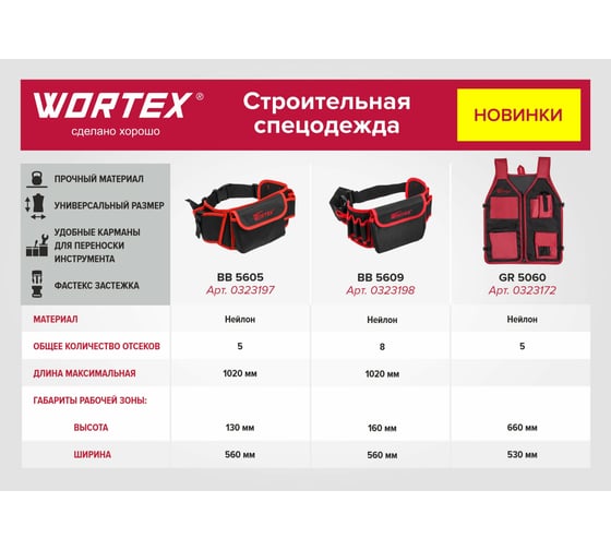 Жилет монтажника WORTEX GR 5060 0323172
