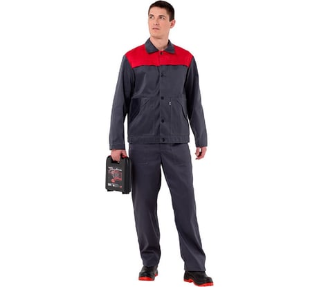 Мужской костюм АМПАРО Сатурн, серый/красный, р. 56-58, рост 182-188 Кос102се 112-116/182-188