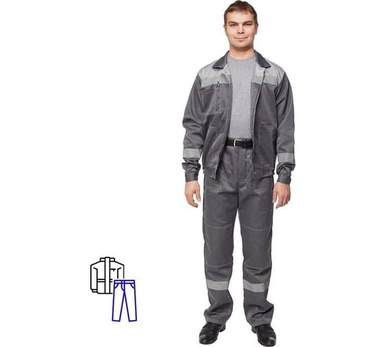 Рабочий летний мужской костюм ООО Комус л22-кбр темно-серый/светло-серый, р.64-66 170-176 816264 1
