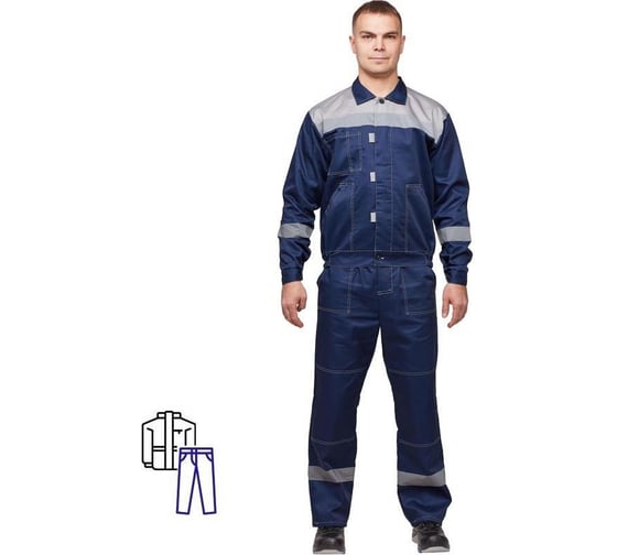 Рабочий летний мужской костюм ООО Комус л20-КБР синий с СОП, р. 44-46, рост 170-176 1583150 1