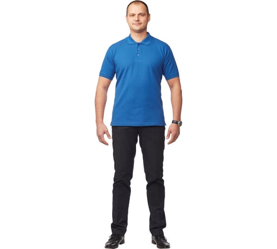 Рубашка-поло с коротким рукавом ООО Комус 190г, васильковая, р.2XL 348301