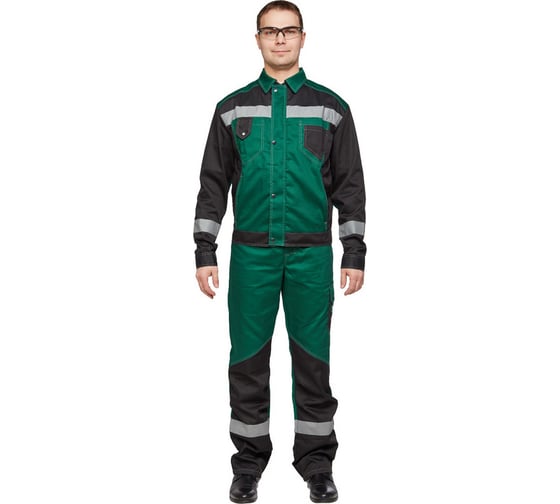 Рабочий летний мужской костюм ООО Комус л21-кпк зеленый/черный, р.60-62 182-188 816191 1