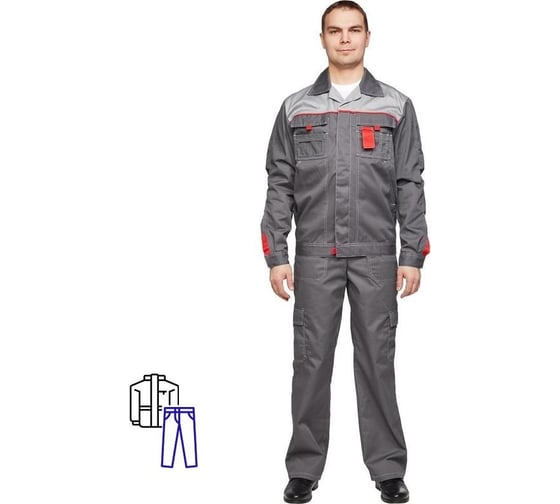 Рабочий летний мужской костюм ООО Комус л10-кбр темно-серый/светло-серый, р.48-50 158-164 1538692 1
