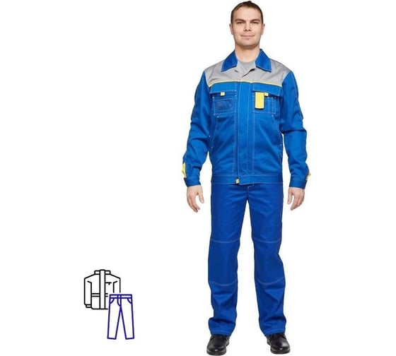 Рабочий летний мужской костюм ООО Комус л10-КПК васильковый/серый, р. 52-54, рост 194-200 1538672 1