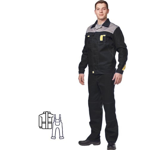 Рабочий летний мужской костюм ООО Комус л10-КПК черный/серый, р. 56-58, рост 182-188 1538717 1