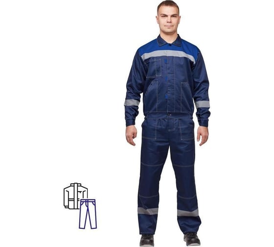 Мужской рабочий летний костюм ООО Комус л20-кбр синий/васильковый, р.52-54 170-176 1583152 1