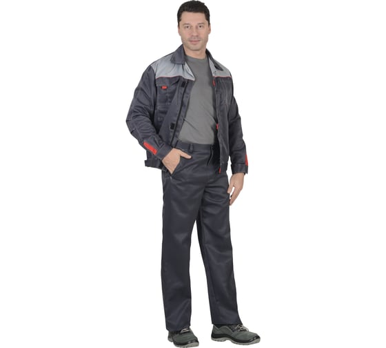 Летний костюм ФАВОРИТ: куртка, брюки, темно-серый с серым, ткань Гретта, размер 96-100/170-176 Сириус 50457