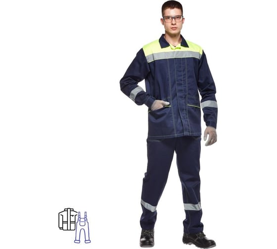 Рабочий летний мужской костюм ООО Комус л35-кпк синий/лимонный, р.60-62, 182-188 1754307 1