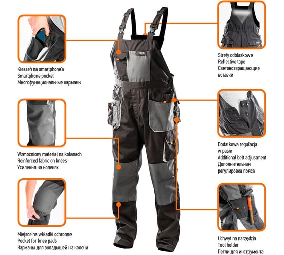 Рабочий полукомбинезон NEO Tools pазмер L/52 81-240-L